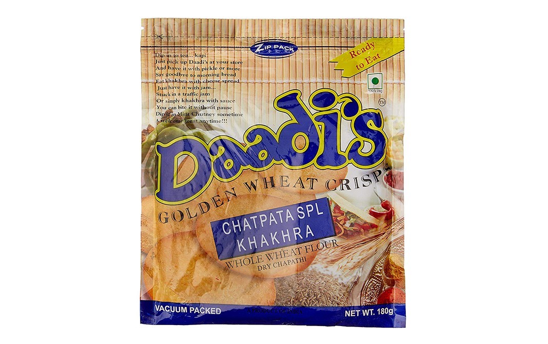 Daadi's Golden Wheat Crisps Chatpata Spl Khakhra   Pack  180 grams